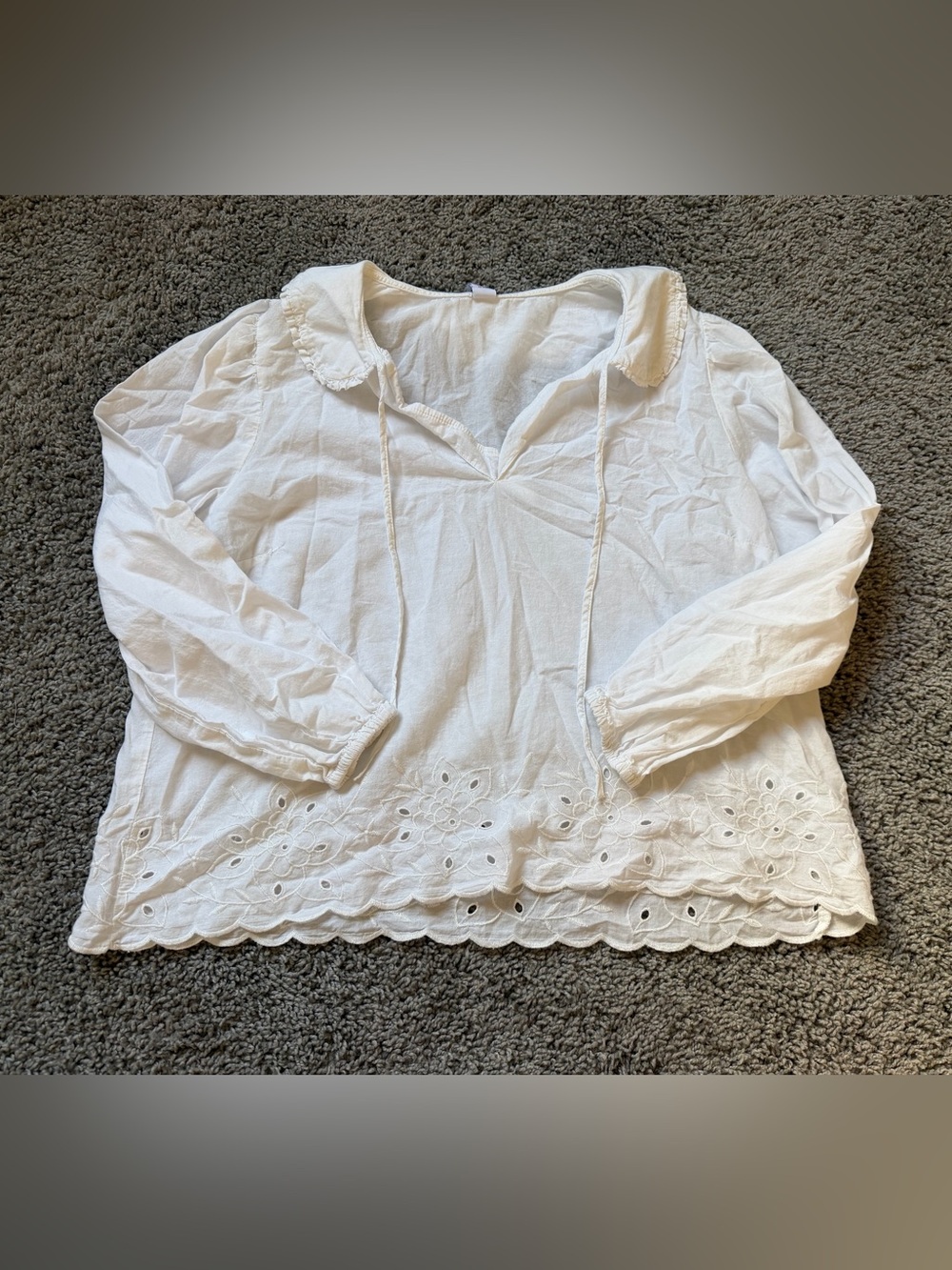 Old Navy Ruffle-Collar Cutwork Top - Picture 2 of 3